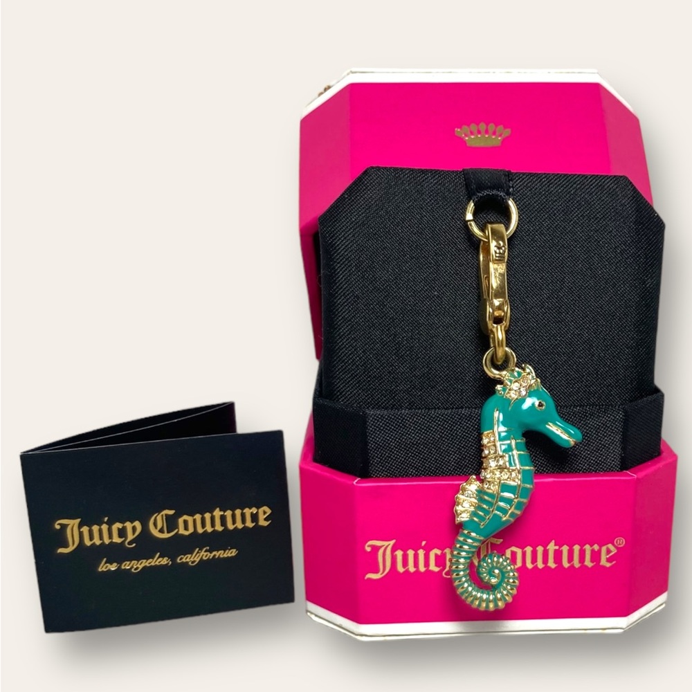 Juicy Couture “ Seahorse “ Charm ~ Teal, Gold & Pave ~ NWT Original Box HTF Rare